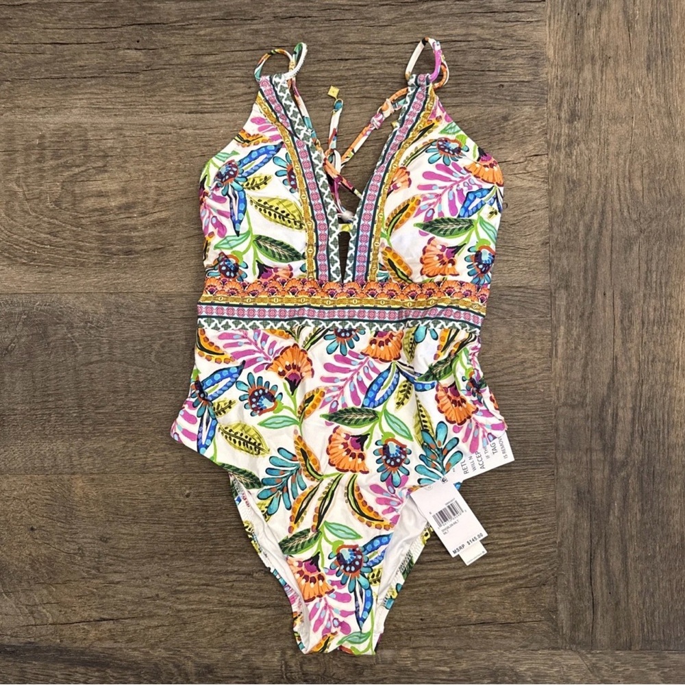 Sunshine 79 Women’s Plunge Mio One Piece Swimsuit Floral size 6